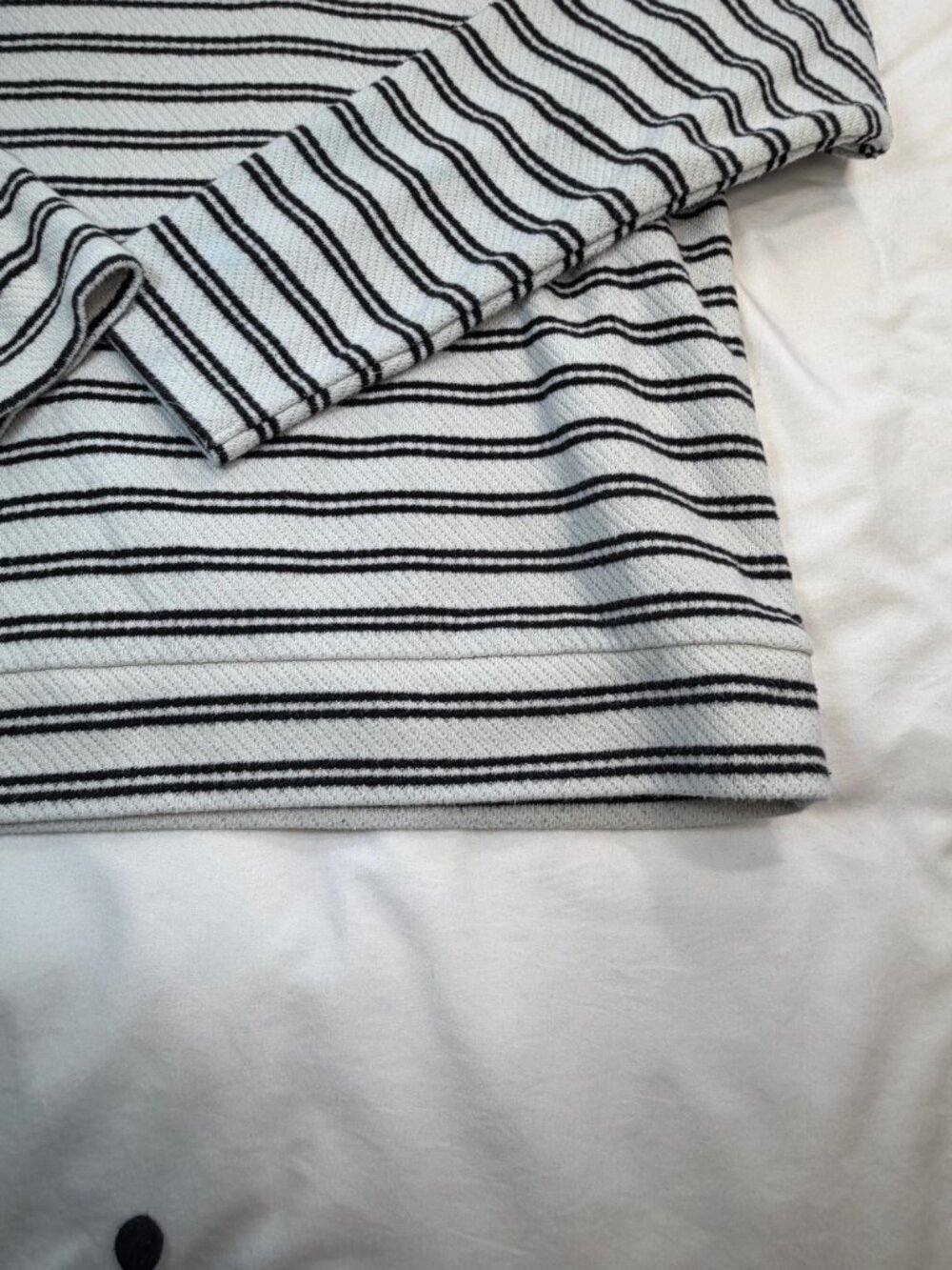 LOFT Striped Textured Knit Top Black White Long Sleeve Size M - Picture 5 of 11